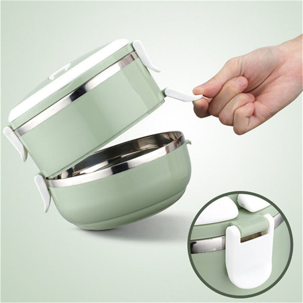 Two layer stainless steel hot lunch box.