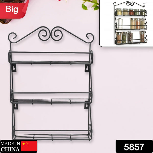 Big Wall Mounted Iron Wall Shelf with 3 Storage Racks for Kitchen, Pantry, Cabinet, Counter top or Free Standing, Rack Holder for Kitchen