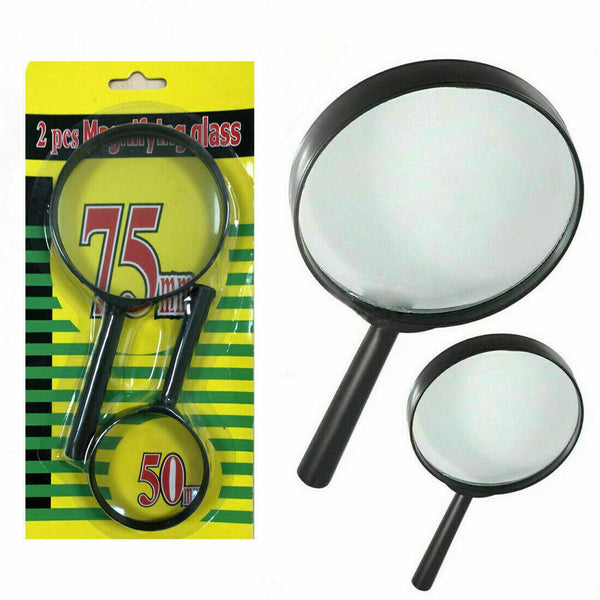 Glass magnifying lens set, 75mm & 50mm