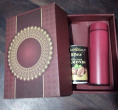 Personalized Temprature Water Bottle & Chocolate (With Attractive Multi circle Box / 2 Pc Set)